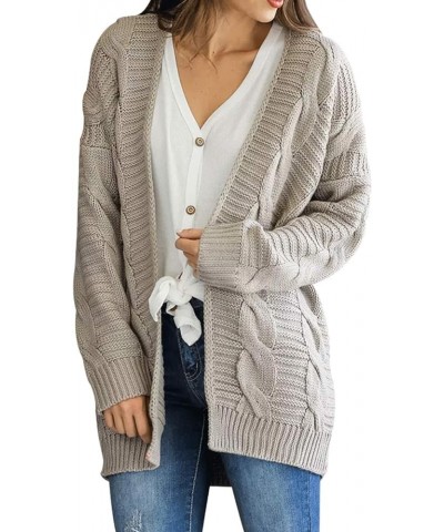 Women's Long Sleeve Open Front Chunky Oversized Knitted Sweater Cardigan Grey $19.19 Sweaters