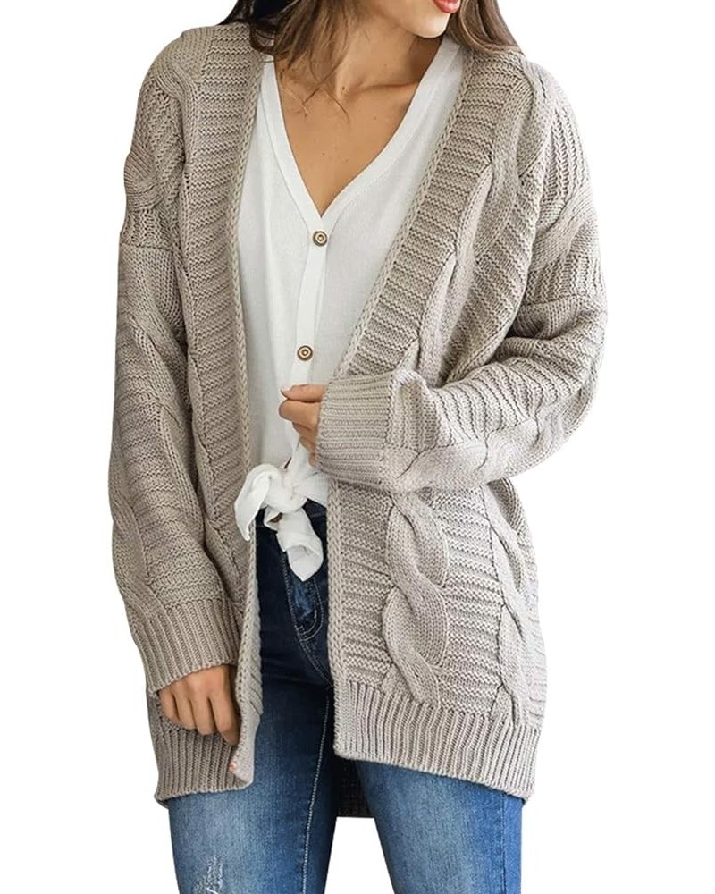 Women's Long Sleeve Open Front Chunky Oversized Knitted Sweater Cardigan Grey $19.19 Sweaters