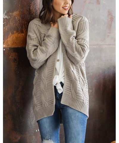 Women's Long Sleeve Open Front Chunky Oversized Knitted Sweater Cardigan Grey $19.19 Sweaters