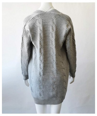 Women's Long Sleeve Open Front Chunky Oversized Knitted Sweater Cardigan Grey $19.19 Sweaters