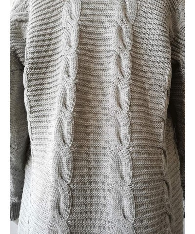 Women's Long Sleeve Open Front Chunky Oversized Knitted Sweater Cardigan Grey $19.19 Sweaters