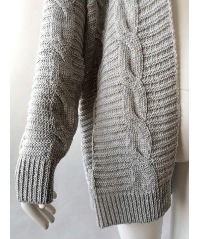 Women's Long Sleeve Open Front Chunky Oversized Knitted Sweater Cardigan Grey $19.19 Sweaters