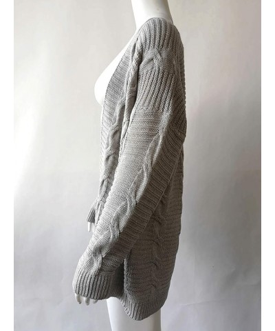 Women's Long Sleeve Open Front Chunky Oversized Knitted Sweater Cardigan Grey $19.19 Sweaters