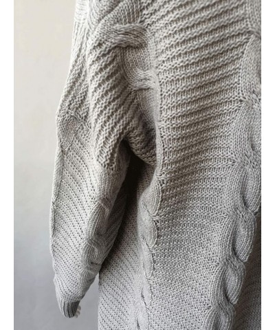 Women's Long Sleeve Open Front Chunky Oversized Knitted Sweater Cardigan Grey $19.19 Sweaters