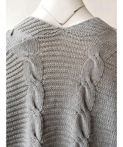 Women's Long Sleeve Open Front Chunky Oversized Knitted Sweater Cardigan Grey $19.19 Sweaters