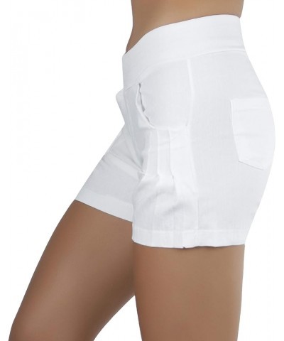 Women’s Cotton-Blend Active Wear Chic Athleasure Stretch Fashion Shorts Pleated Stretch - Off-white $8.09 Activewear