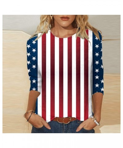 Womens America Flag Shirts 2023 Trendy Stars Stripes Patriotic Tee Shirt 3/4 Sleeve Independence Day T-Shirt Tops 12wine $6.8...