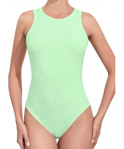 Women's Scoop Neck/V Neck/Crew Neck Sleeveless Bodysuits Tank Top Mint Green $11.99 Bodysuits
