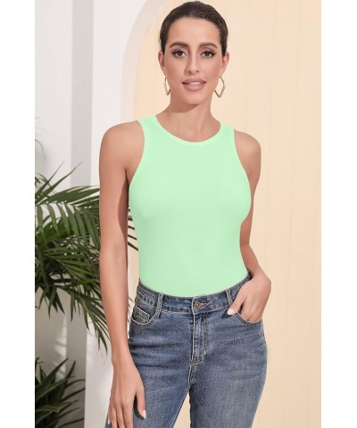 Women's Scoop Neck/V Neck/Crew Neck Sleeveless Bodysuits Tank Top Mint Green $11.99 Bodysuits