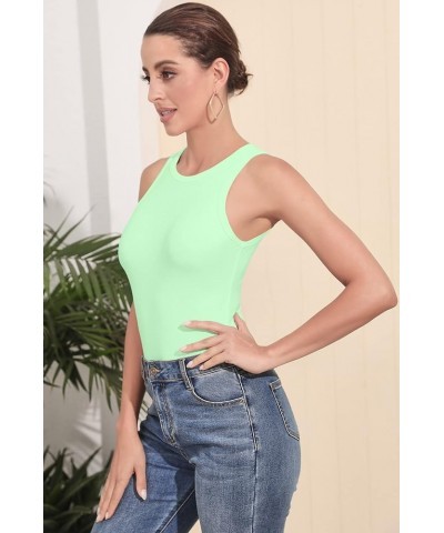 Women's Scoop Neck/V Neck/Crew Neck Sleeveless Bodysuits Tank Top Mint Green $11.99 Bodysuits