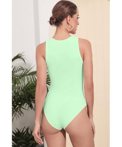 Women's Scoop Neck/V Neck/Crew Neck Sleeveless Bodysuits Tank Top Mint Green $11.99 Bodysuits