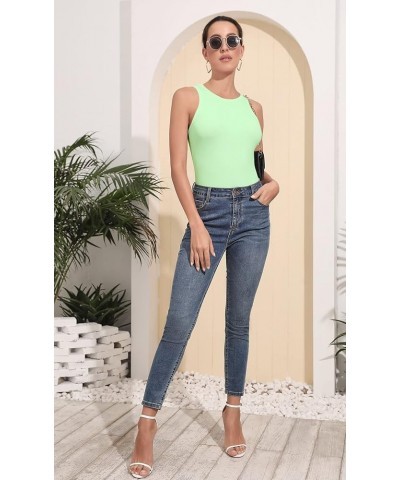 Women's Scoop Neck/V Neck/Crew Neck Sleeveless Bodysuits Tank Top Mint Green $11.99 Bodysuits