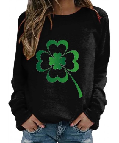 St Patricks Day Shirt Women Irish Clover Long Sleeve Top Shamrock Lucky Sweatshirt Plus Size Casual Blouse 2024 Fashion Z - I...
