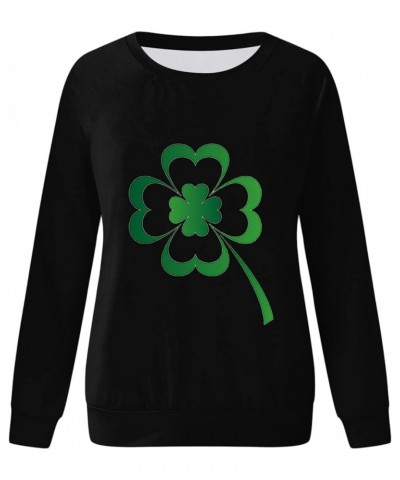 St Patricks Day Shirt Women Irish Clover Long Sleeve Top Shamrock Lucky Sweatshirt Plus Size Casual Blouse 2024 Fashion Z - I...