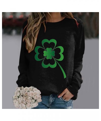 St Patricks Day Shirt Women Irish Clover Long Sleeve Top Shamrock Lucky Sweatshirt Plus Size Casual Blouse 2024 Fashion Z - I...