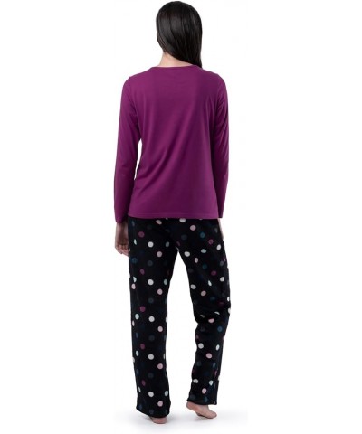 Women's Sueded Jersey Crew Top and Fleece Pant Sleep Set Berry/Multi Confetti $11.00 Sleep & Lounge