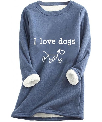 Womens Warm Sherpa Pullover Dog Mom Fleece Sweatshirts Funny Cute Pets Graphic Print Long Sleeve Shirts Navy304 $5.19 Hoodies...