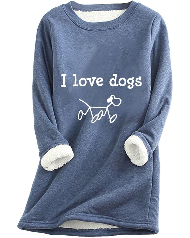 Womens Warm Sherpa Pullover Dog Mom Fleece Sweatshirts Funny Cute Pets Graphic Print Long Sleeve Shirts Navy304 $5.19 Hoodies...