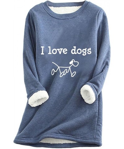 Womens Warm Sherpa Pullover Dog Mom Fleece Sweatshirts Funny Cute Pets Graphic Print Long Sleeve Shirts Navy304 $5.19 Hoodies...