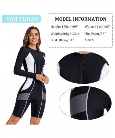 Long Sleeve Swimsuit for Women One Piece Knee High Bathing Suit Rash Guard Half Zip Surfing Wear Athletic Swimwear Long Sleev...