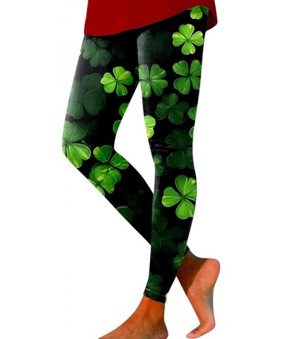 St.Patrick's Day Womens Irish Green Shamrock Luck Skinny Pant Gym Leggings for Women Butt Lift Yoga Pants Costume F_black $10...