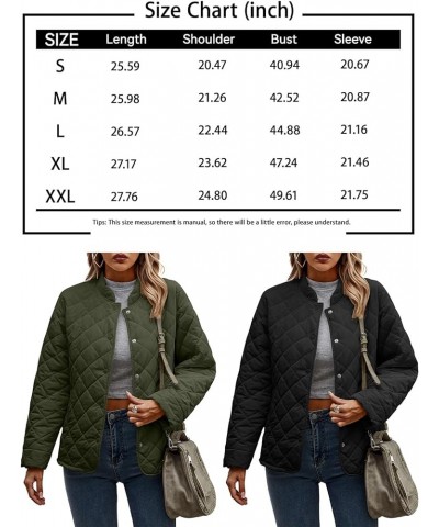 Womens Quilted Jackets Long Sleeve Button Down Bomber Jackets with Pockets Casual Winter Lounge Cotton Wear Black $18.89 Jackets