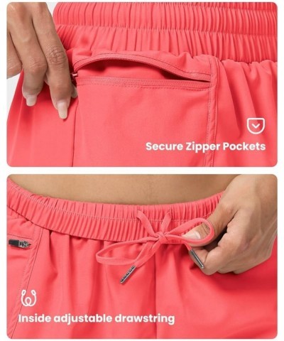 Women Quick Dry Athletic Shorts Zipper Pocket High Waisted Workout Gym Running Shorts with Liner 1 Neon Pink $12.60 Activewear