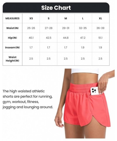 Women Quick Dry Athletic Shorts Zipper Pocket High Waisted Workout Gym Running Shorts with Liner 1 Neon Pink $12.60 Activewear