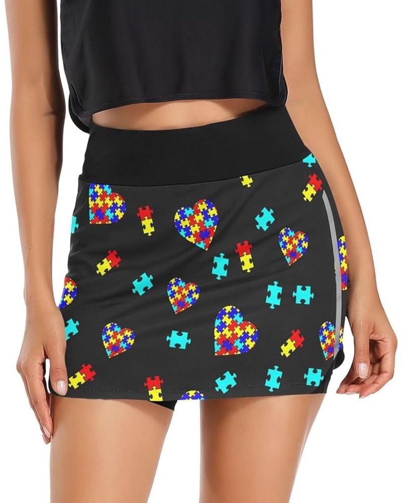 Women Tennis Skirts Golf Skorts with Pockets Athletic Skorts for Workout Running Autism Awareness $14.50 Skorts