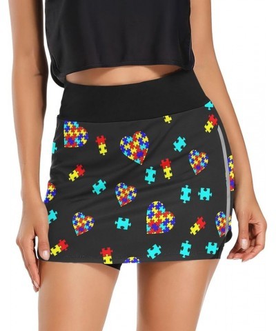 Women Tennis Skirts Golf Skorts with Pockets Athletic Skorts for Workout Running Autism Awareness $14.50 Skorts