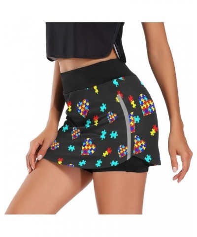 Women Tennis Skirts Golf Skorts with Pockets Athletic Skorts for Workout Running Autism Awareness $14.50 Skorts