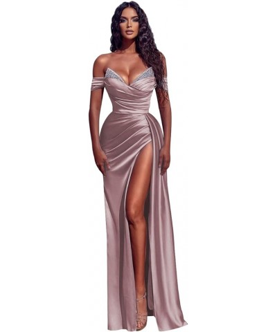 Off The Shoulder Prom Dresses for Women with Slit Diamond Mermaid Formal Evening Gown Wisteria $29.90 Dresses