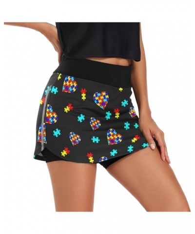 Women Tennis Skirts Golf Skorts with Pockets Athletic Skorts for Workout Running Autism Awareness $14.50 Skorts