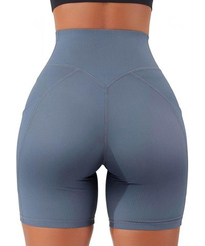 Yoga Shorts with Pockets for Women Running Athletic Shorts High Waisted Tummy Control Comfy Shorts B05-blue $6.23 Activewear