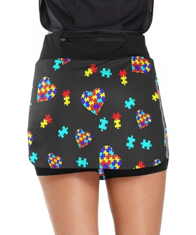 Women Tennis Skirts Golf Skorts with Pockets Athletic Skorts for Workout Running Autism Awareness $14.50 Skorts