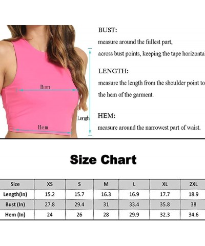 Workout Tank Tops for Women High Neck Yoga Running Crop Tops Sleeveless Lounge Casual Tops No Padding Hot Pink $12.99 Activewear