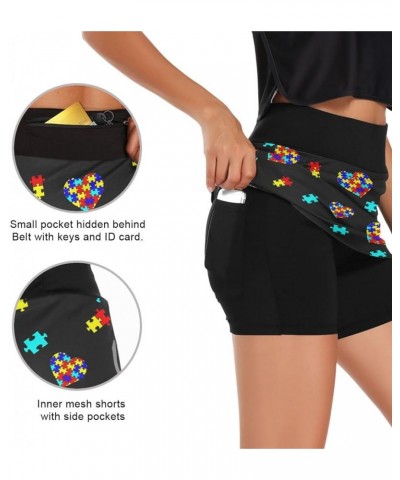 Women Tennis Skirts Golf Skorts with Pockets Athletic Skorts for Workout Running Autism Awareness $14.50 Skorts