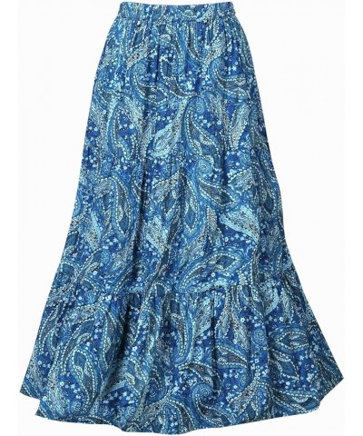 Women's Reversible Boho Maxi Skirt - Paisely Long Skirt-36 L Blue Paisley $20.00 Skirts