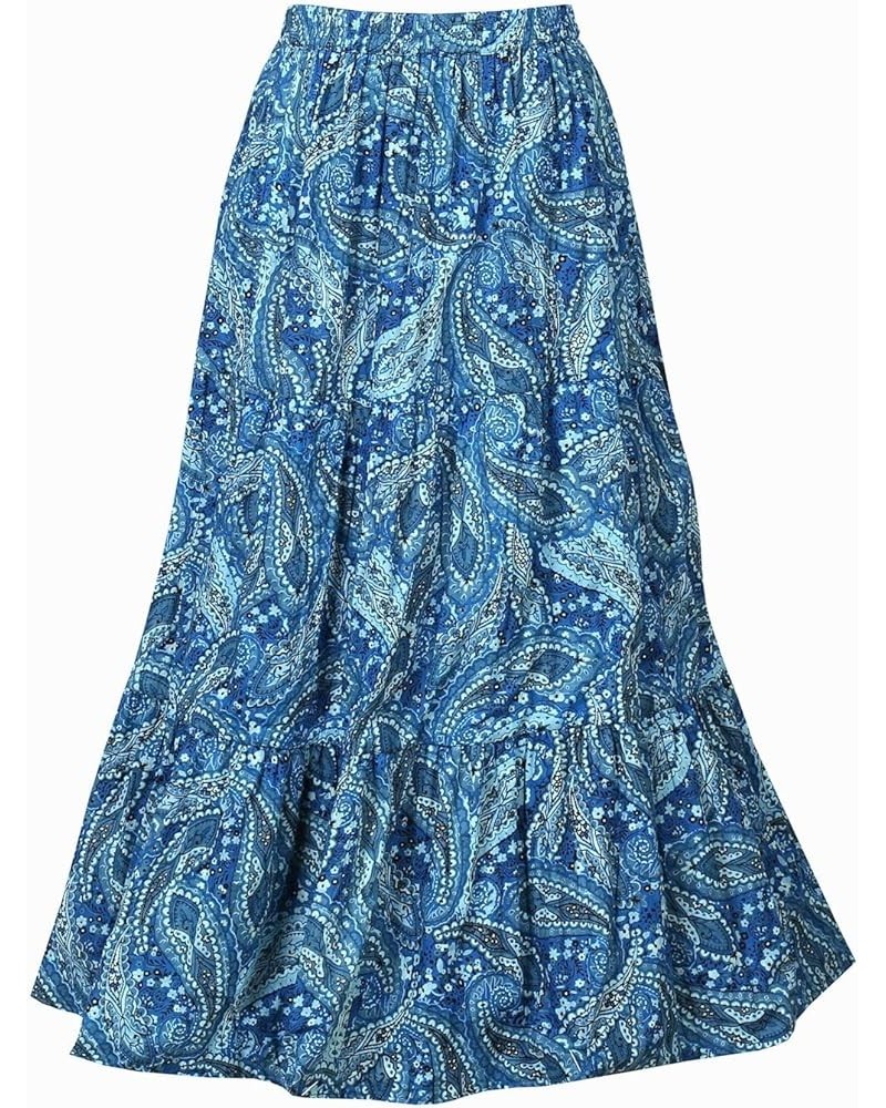 Women's Reversible Boho Maxi Skirt - Paisely Long Skirt-36 L Blue Paisley $20.00 Skirts