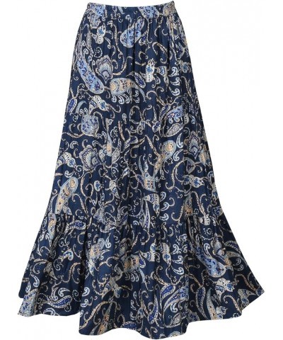 Women's Reversible Boho Maxi Skirt - Paisely Long Skirt-36 L Blue Paisley $20.00 Skirts