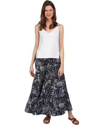 Women's Reversible Boho Maxi Skirt - Paisely Long Skirt-36 L Blue Paisley $20.00 Skirts