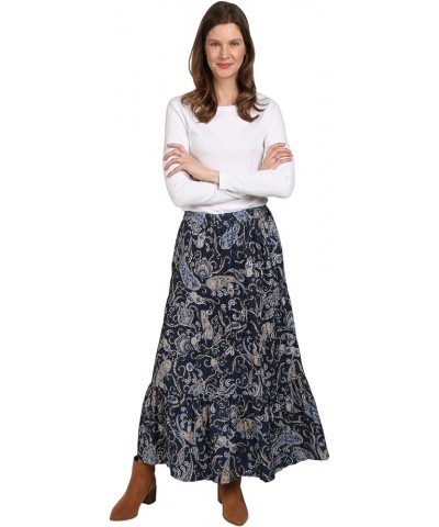 Women's Reversible Boho Maxi Skirt - Paisely Long Skirt-36 L Blue Paisley $20.00 Skirts