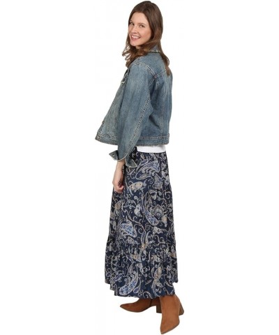 Women's Reversible Boho Maxi Skirt - Paisely Long Skirt-36 L Blue Paisley $20.00 Skirts