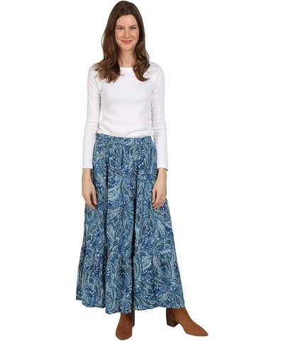 Women's Reversible Boho Maxi Skirt - Paisely Long Skirt-36 L Blue Paisley $20.00 Skirts