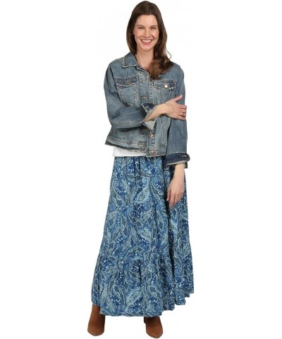 Women's Reversible Boho Maxi Skirt - Paisely Long Skirt-36 L Blue Paisley $20.00 Skirts