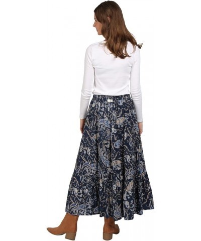 Women's Reversible Boho Maxi Skirt - Paisely Long Skirt-36 L Blue Paisley $20.00 Skirts