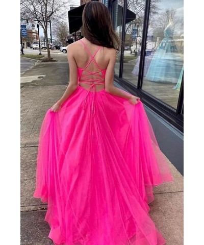 Women's Tulle Bridesmaid Dress Long V Neck A Line Formal Evening Gown with Slit Ball Gown RPM219 Royal Blue $39.95 Dresses