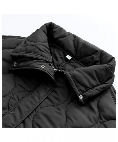 Women's Oversized Quilted Puffer Jacket Stand Collar Zip Up Lightweight Cropped Padded Winter Coat with Pockets Black $24.75 ...