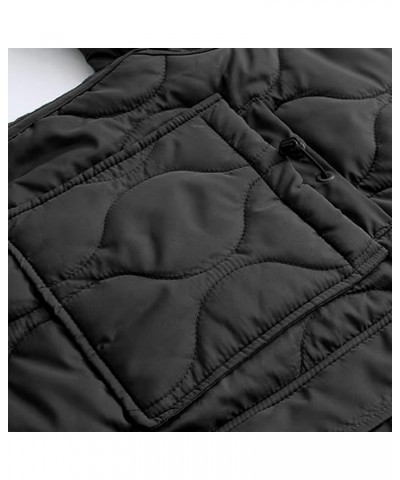 Women's Oversized Quilted Puffer Jacket Stand Collar Zip Up Lightweight Cropped Padded Winter Coat with Pockets Black $24.75 ...