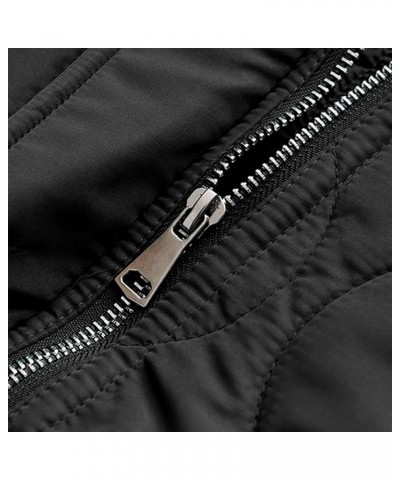 Women's Oversized Quilted Puffer Jacket Stand Collar Zip Up Lightweight Cropped Padded Winter Coat with Pockets Black $24.75 ...